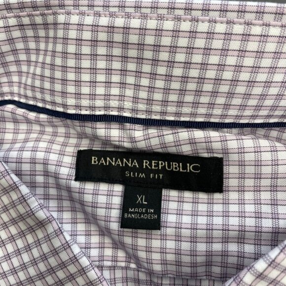 NEW Banana Republic Men's XL Slim Fit Checkered Dress Shirt Button down - Picture 8 of 8